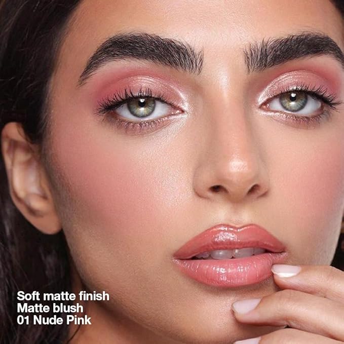 HHLTOH Single Soft Rose Pink Matte Powder Blush Palette Face Makeup, Blush for Looks Younger Cheeks, Monochrome Cream Blushes Lightweight Long Lasting, Blush for Women All Skin Tones Paleta de, 01