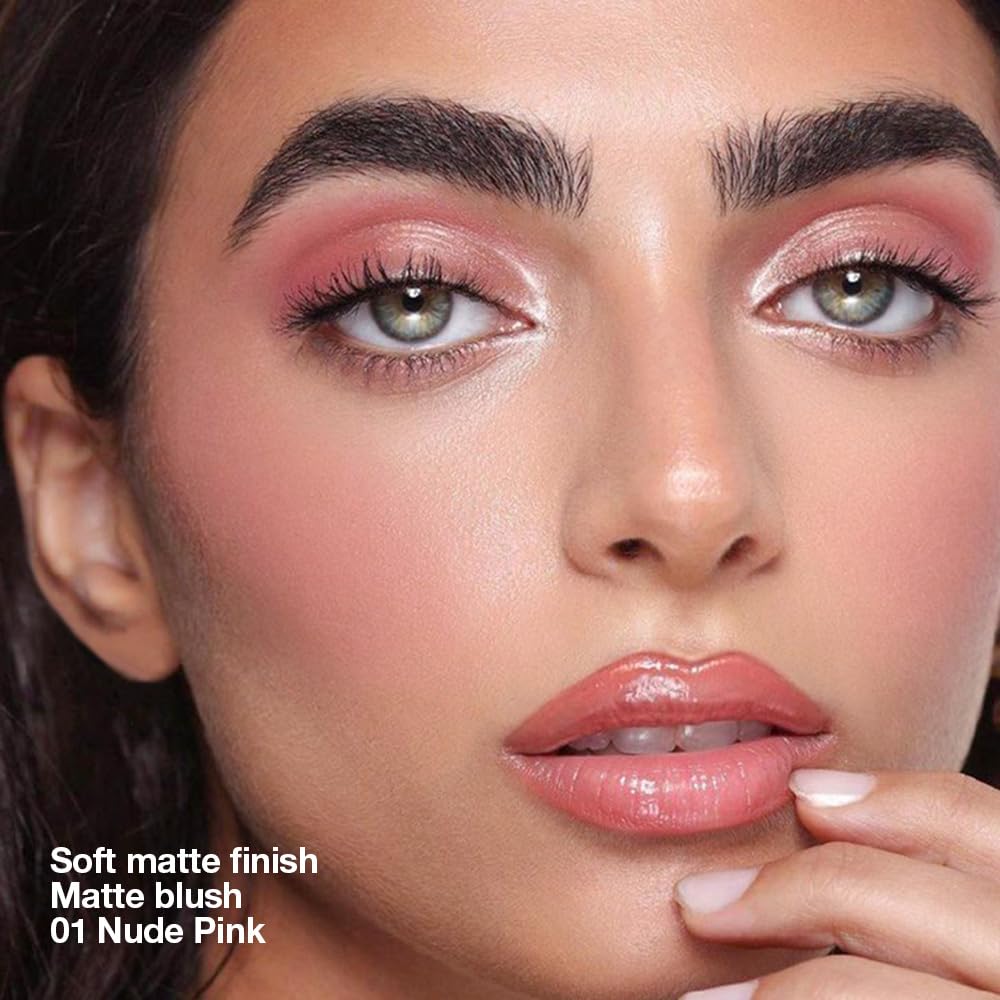 HHLTOH Single Soft Rose Pink Matte Powder Blush Palette Face Makeup, Blush for Looks Younger Cheeks, Monochrome Cream Blushes Lightweight Long Lasting, Blush for Women All Skin Tones Paleta de, 01