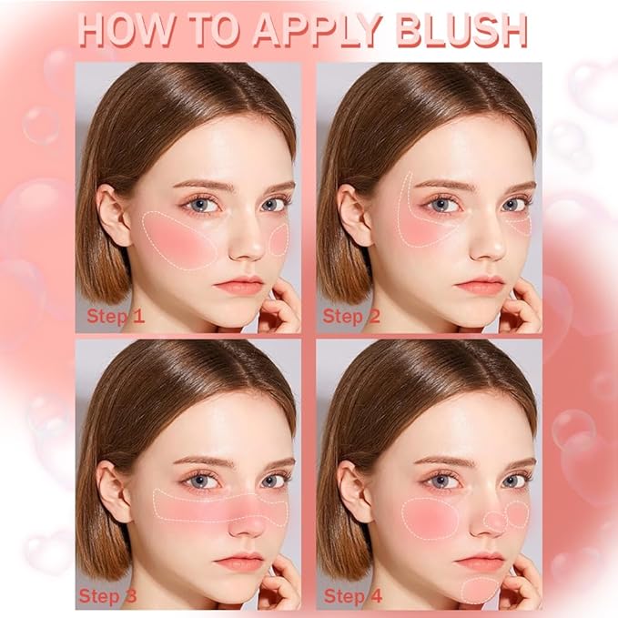 HHLTOH Blush for Cheeks Makeup Palette, Natural Matte Cream Powder Single Blushes for Eye and Cheek,Buildable Long-Lasting Color,Vegan & Cruelty-Free,Everyday Makeup Look for Women,#04-Watermelon Pink