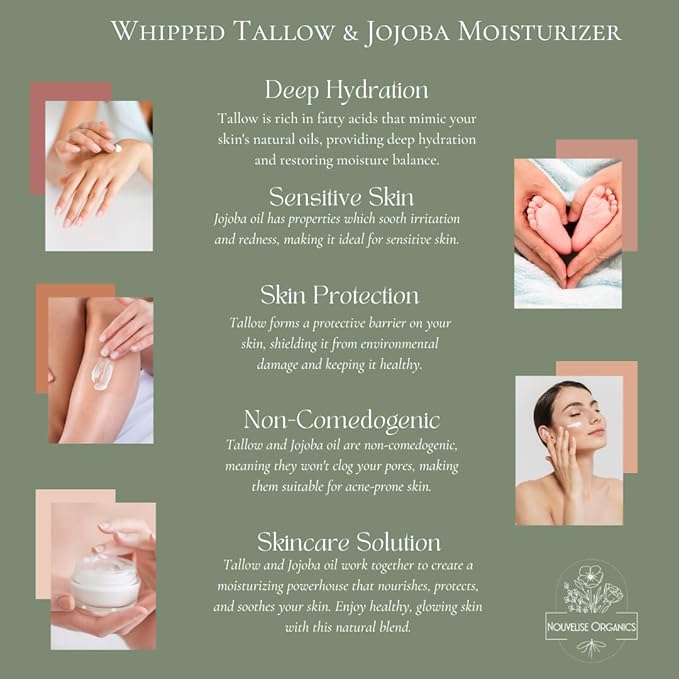 Essence - Whipped Tallow Moisturizer - Neroli (Sweet Orange) - 100% Natural Grass-Fed Tallow & Organic Jojoba. Chemical-Free. Face & Body for Dry, Sensitive & Eczema-Prone Skin. 0.7 oz