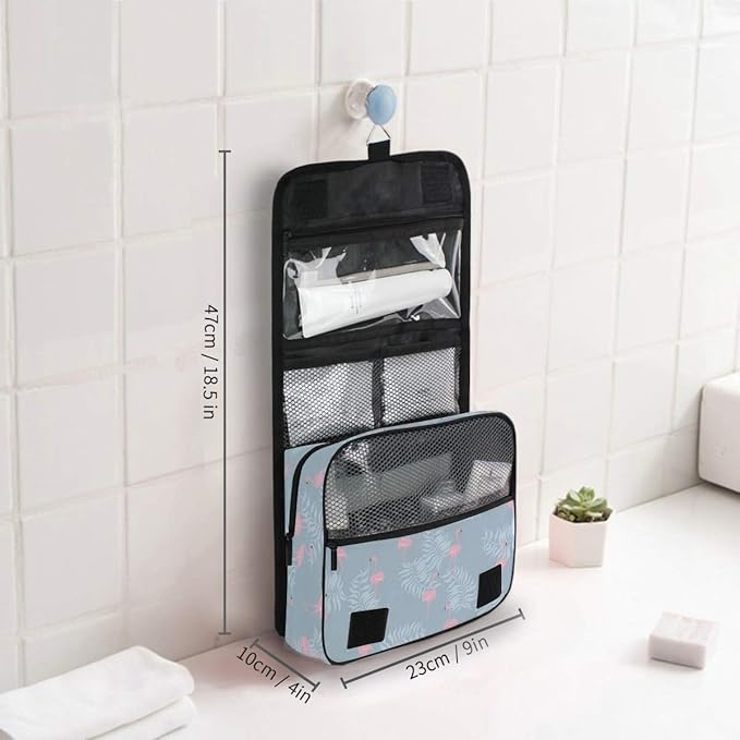 senya Hanging Travel Toiletry Bag Kit Makeup Case Cosmetics Organizer for Men Women (Tropical Flamingo)