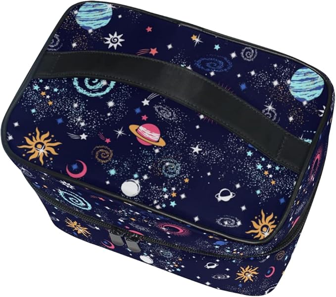 MNSRUU Makeup Bag, Space Galaxy Travel Makeup Organizer Bag Cosmetic Cases Toiletry Bags for Girl Women Ladies