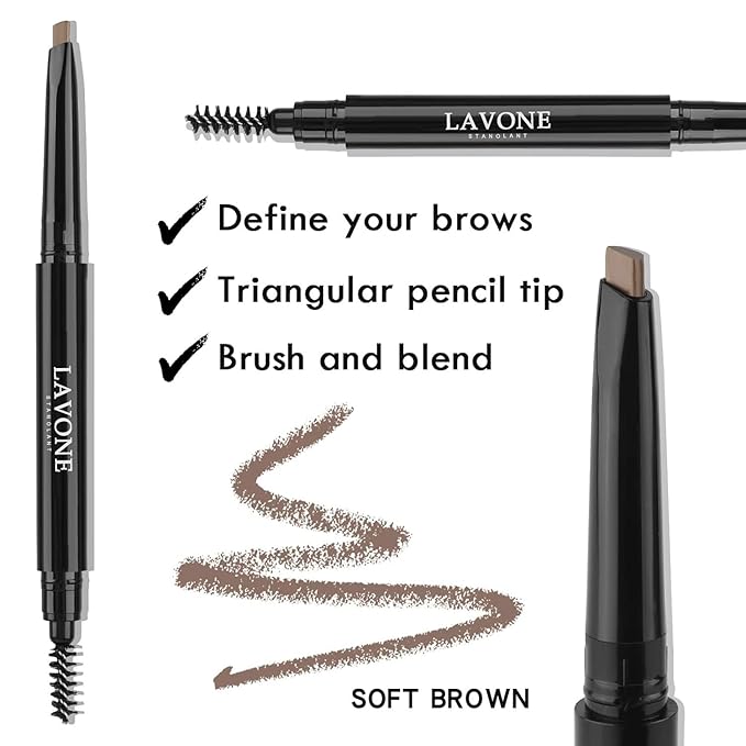 LAVONE Eyebrow Makeup Kit,Waterproof Brow Pencil,Pomade,Eyeliner-Soft Brown