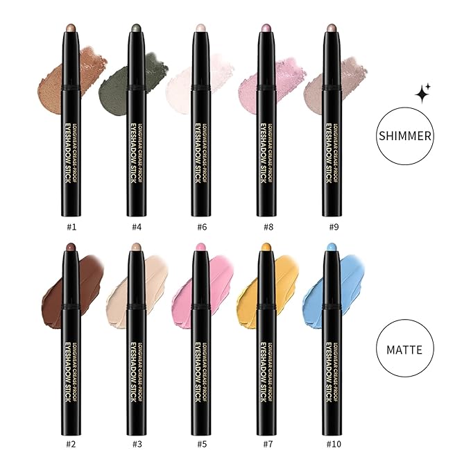 Eyeshadow Stick,Shimmer and Matte Cream Eye Shadow Brightener Sticks