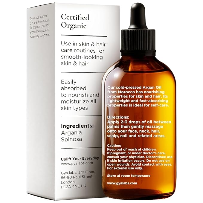 Gya Labs Argan Hair Revival Oil - 3.4 Fl Oz - Non-Greasy Formula for Thickening & Strengthening - Repairs Damaged Hair, Split Ends & Dry Scalp
