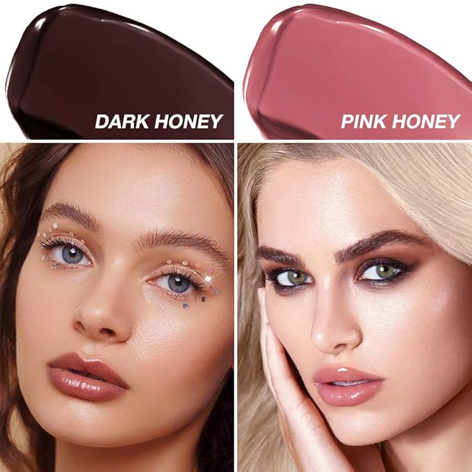 QIDSTERS 2Pcs Honey Lipstick Tinted Lip Balm, Sheer Hydrating Lip Stain for All Skin Tones, Natural Lightweight Lips Gloss Makeup for Women, Vegan & Cruelty-Free