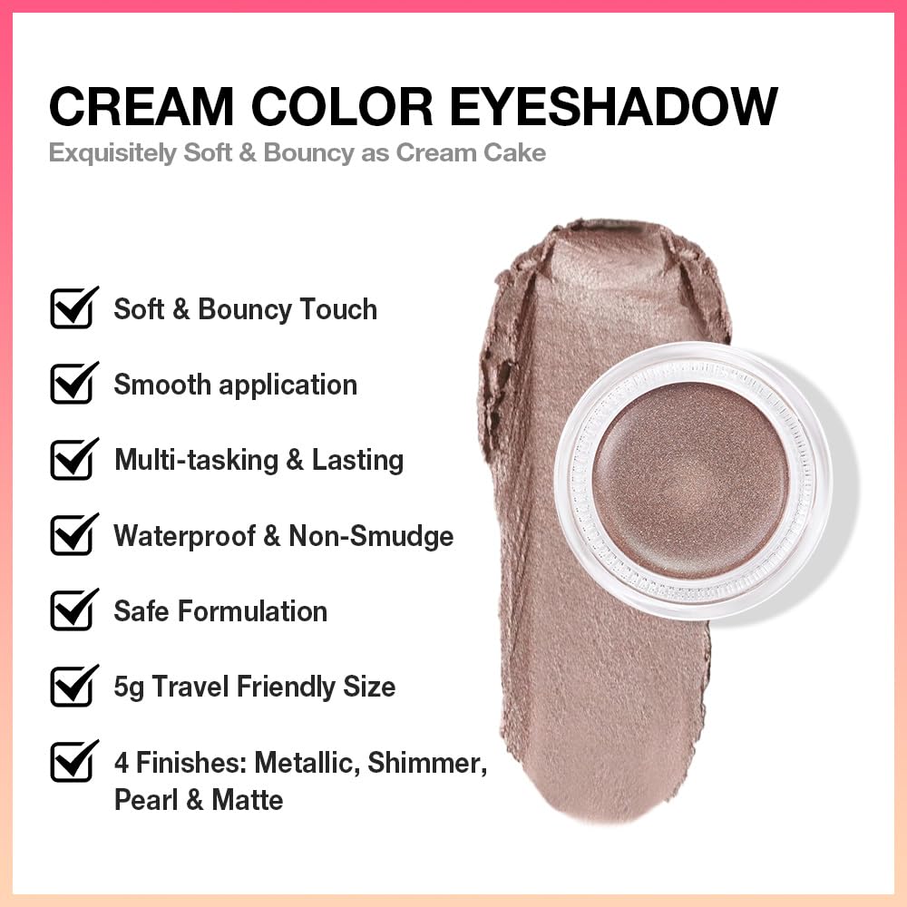 CAKAILA Single Cream Eye Shadow,Caramel Metallic Glitter Shimmer Natural Monochrome Eyeshadow Palette,Waterproof,Long Lasting Naturing-Looking,Vegan & Cruelty-Free,710