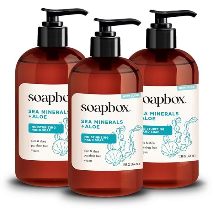 Soapbox Sea Minerals & Aloe Liquid Hand Soap - Moisturizing Hand Wash - 3pk