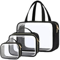 PACKISM Clear Makeup Bag Travel - TSA Approved Toiletry Bag, 3 Pack Black