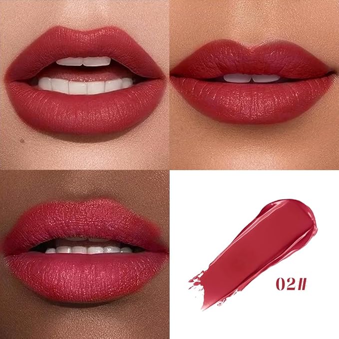 Hxssll Cushion Lip Gloss Matte Lip Tint – Long-Lasting Lightweight Color, Soft Plush Applicator for Gradient Blurred Lips, Non-Sticky Velvet Finish Hydrating Lip Stain 02#–Dusty Mauve