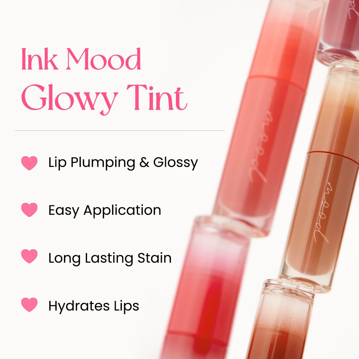 Peripera Ink Mood Glowy Tint | Lip-Plumping, Naturally Moisturizing, Lightweight, Glow-Boosting, Long-Lasting, Comfortable, Non-Sticky, No White Film (02 CORAL INFLUENCER)