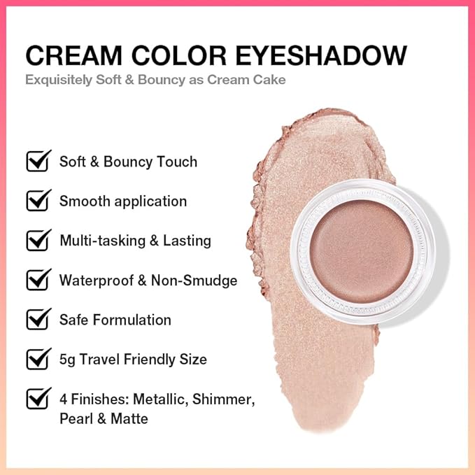 FeiCuiYun Cream Glitter Sand Shimmer Metallic Eyeshadow Palette Makeup, Natural Single Mini Instant Holographic Eyeshadow For Women, Sombras Crema Para Ojos, Talc, Paraben & Cruelty Free, 25