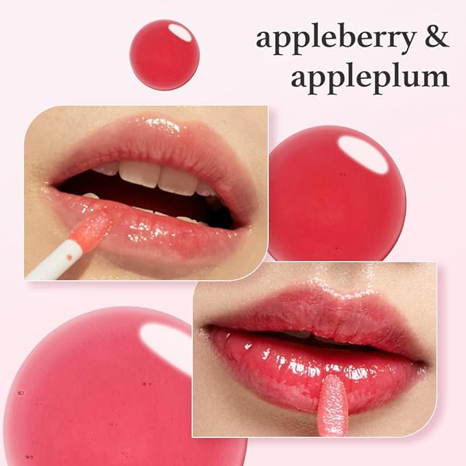 NOONI Korean Lip Oil Set - Appleberry & Appleplum - Plumping Tinted Gloss