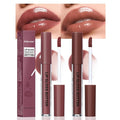 FeiCuiYun 2Pcs Brown Nourishing Lip plumper Gloss, Long Wear Hydration Mini Liquid Lipstick Makeup, Moisturizing High Shine Lip Glow Oil Fresh Lightweight Glossy Plumping Lip Gloss for Women (01+04)