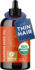 Maple Holistics Pumpkin Seed Oil Organic Certified - 100% Pure Organic Pumpkin Seed Oil for Hair and Anti Aging Face Oil - USDA Organic for Dry Hair and Volume - Virgin Cold Pressed & Unrefined (4oz)