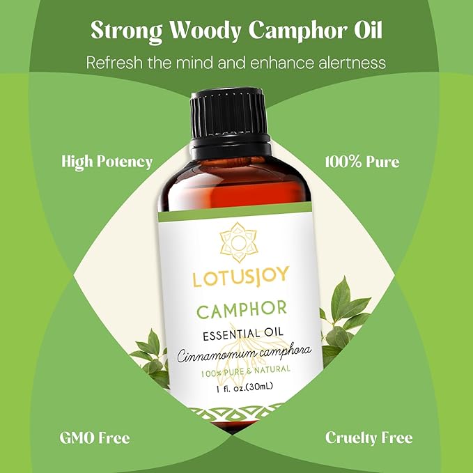 LOTUSJOY Camphor Essential Oil, for Diffuser, Room Spray, 1 Oz