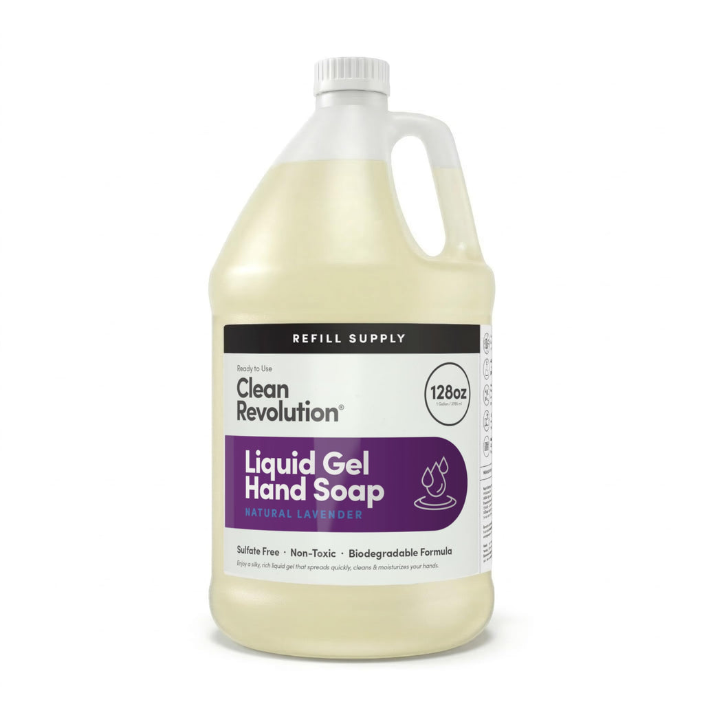 Clean Revolution Liquid Gel Hand Soap Refill with Real Essential Oils – Sulfate-Free Gel Hand Wash, Moisturizing Bulk Refill, Non-Toxic Formula, Made in the USA (Natural Lavender) 128 Fl Oz