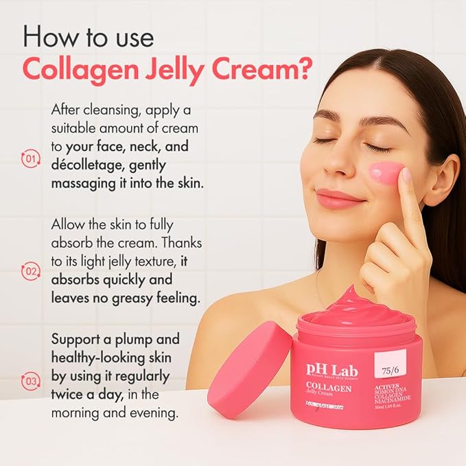 PhLab Collagen Jelly Cream, Boosts Skin Elasticity, Provides Glowing, Hydrating and Plump with Salmon DNA, 1.69 Fl Oz
