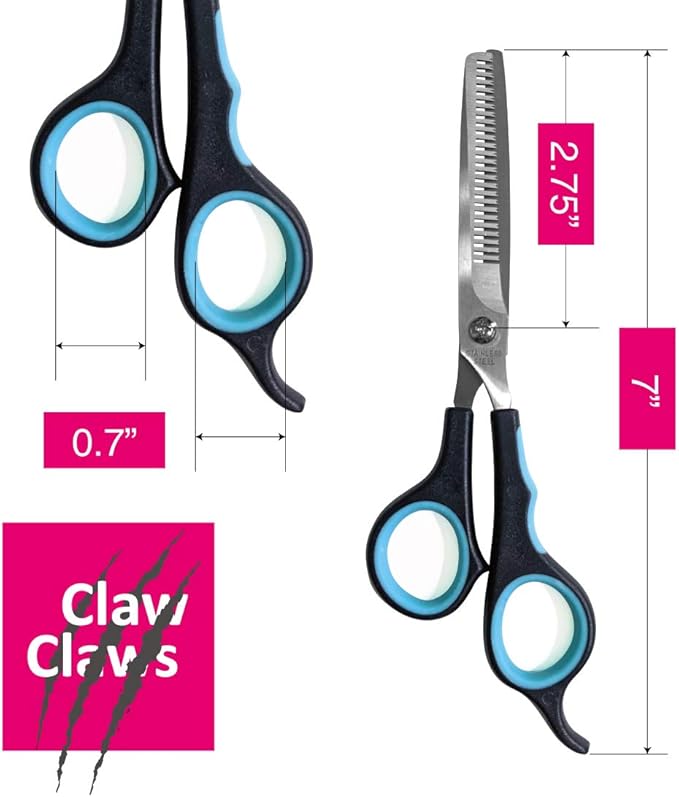 Claw Claws 7 inch Thinning Scissors with 26-Teeth Stainless Steel Blades and Wave Style Handle for for Home Hair Cutting Shears