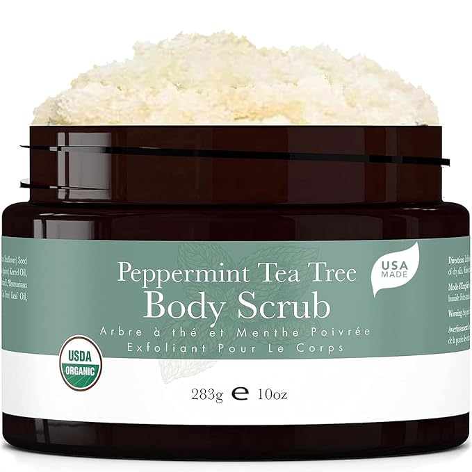 Peppermint Tea Tree Organic Body Scrub - USA Made Sugar Scrub