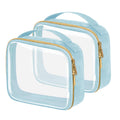 FAYORORY Travel Toiletry Bag,2 Pack Clear Makeup Bags with Handles,180°Opening Clear Cosmetic Bags for Traveling Women,Men,Travel Essentials,Blue