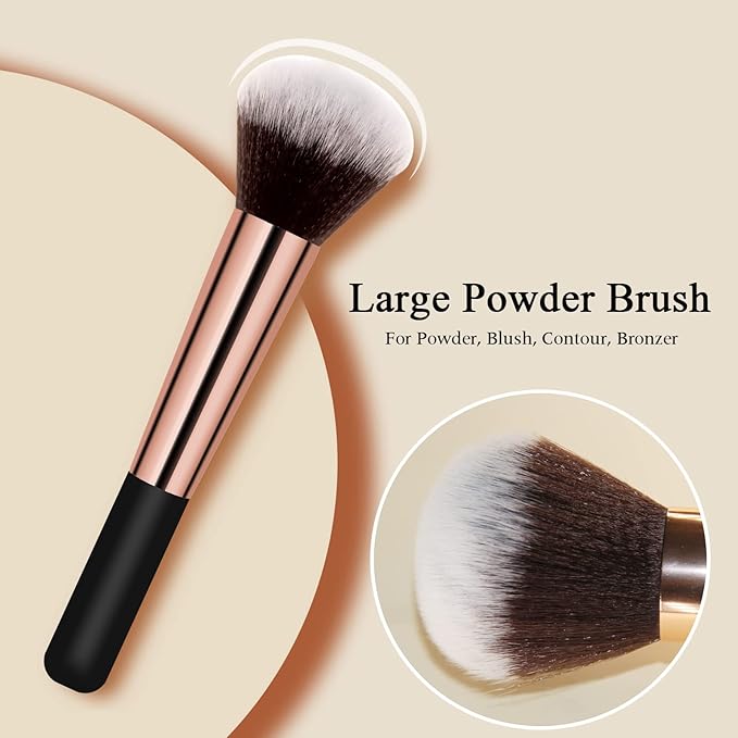 Makeup Brushes, Large Powder Brush & Foundation Brush Flawless Finish