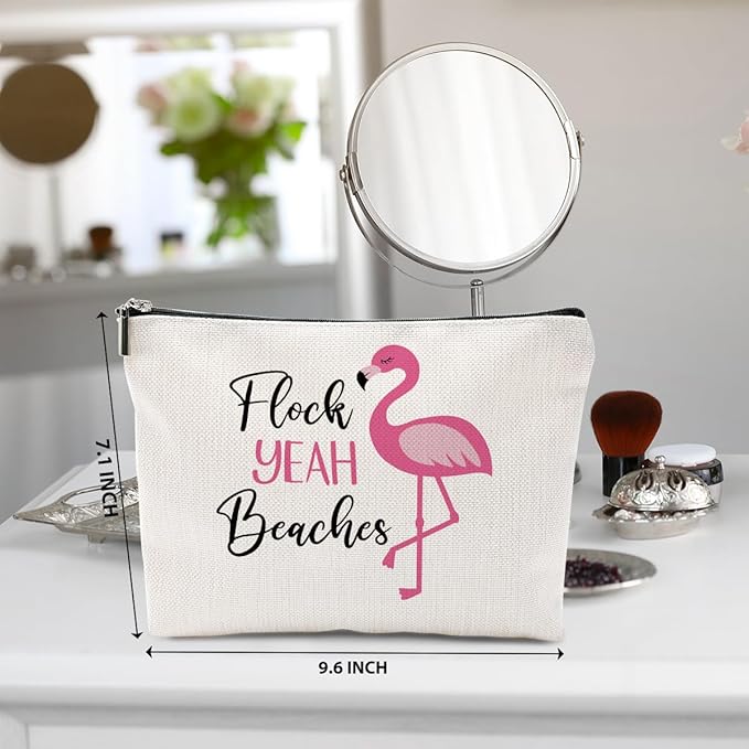 Flamingo Makeup Bag - Animal Lover Summer Cosmetic Bag, Funny Toiletry Bag for Women, Graduation & Birthday Gifts