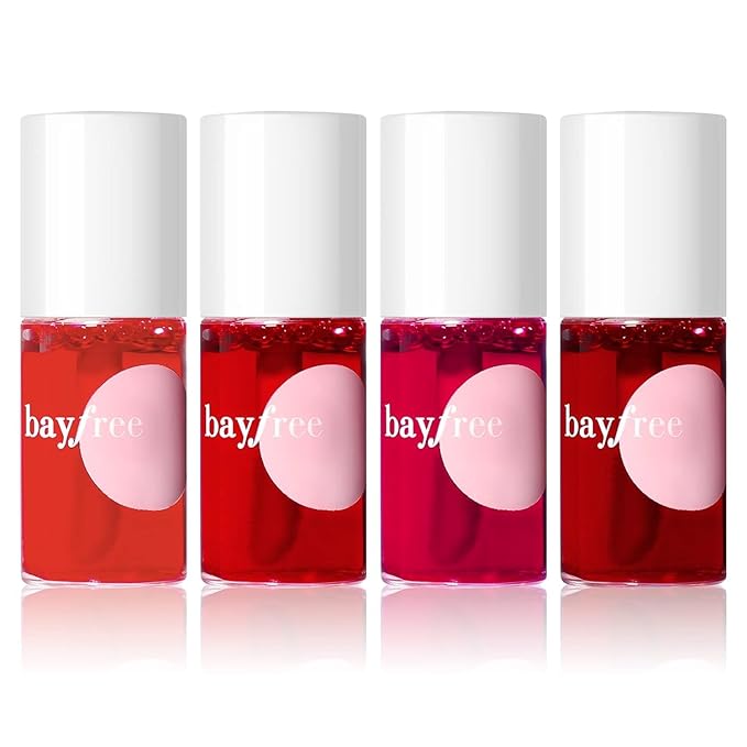 bayfree Lip Tint Stain Set, 4 PCS Korean Water Tint Lightweight Non-sticky, Waterproof Long Lasting Liquid Blush & Lip Stain, Transfer-Proof, Matte Finish Lip Color Makeup (fruit farm)