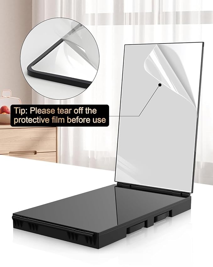 JUSRON 360 Viewing Angle Self Hair Cutting Mirror, Clear Anti-Fog HD Glass (Without LED)