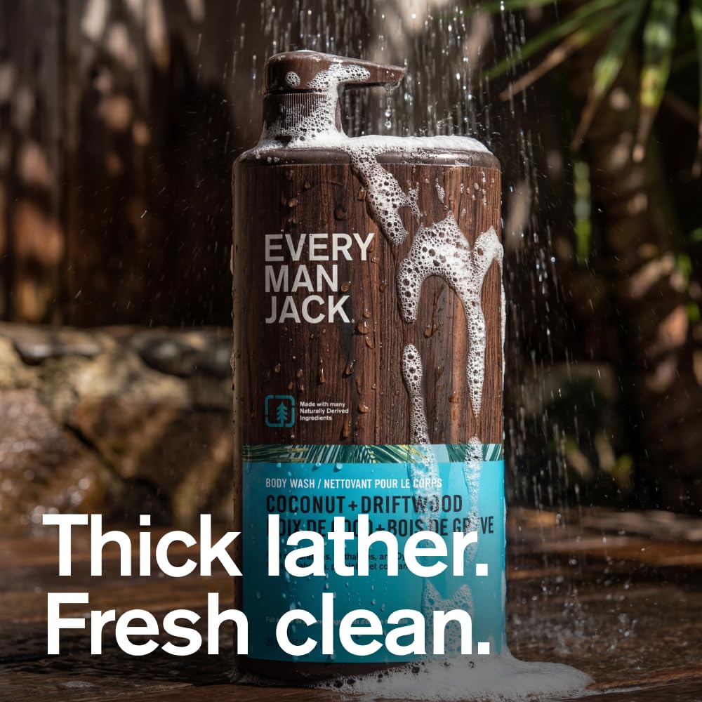 Every Man Jack Hydrating Body Wash for Men, Coconut Driftwood, Value 2pk