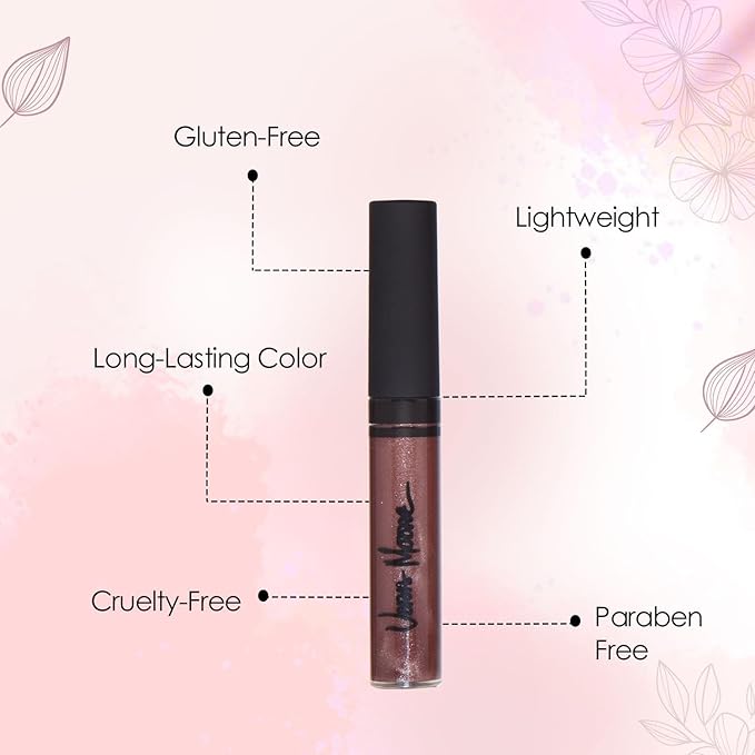 VERA MOORE COSMETICS AND SKIN CARE Lip Gloss, Moisturizing Lip Color with Shimmer for Long Lasting Shine, Lightweight Lip Stain, Girls Non-Sticky Lip Gloss with Aloe Vera, W/Vitamin C, E (Chocolate)