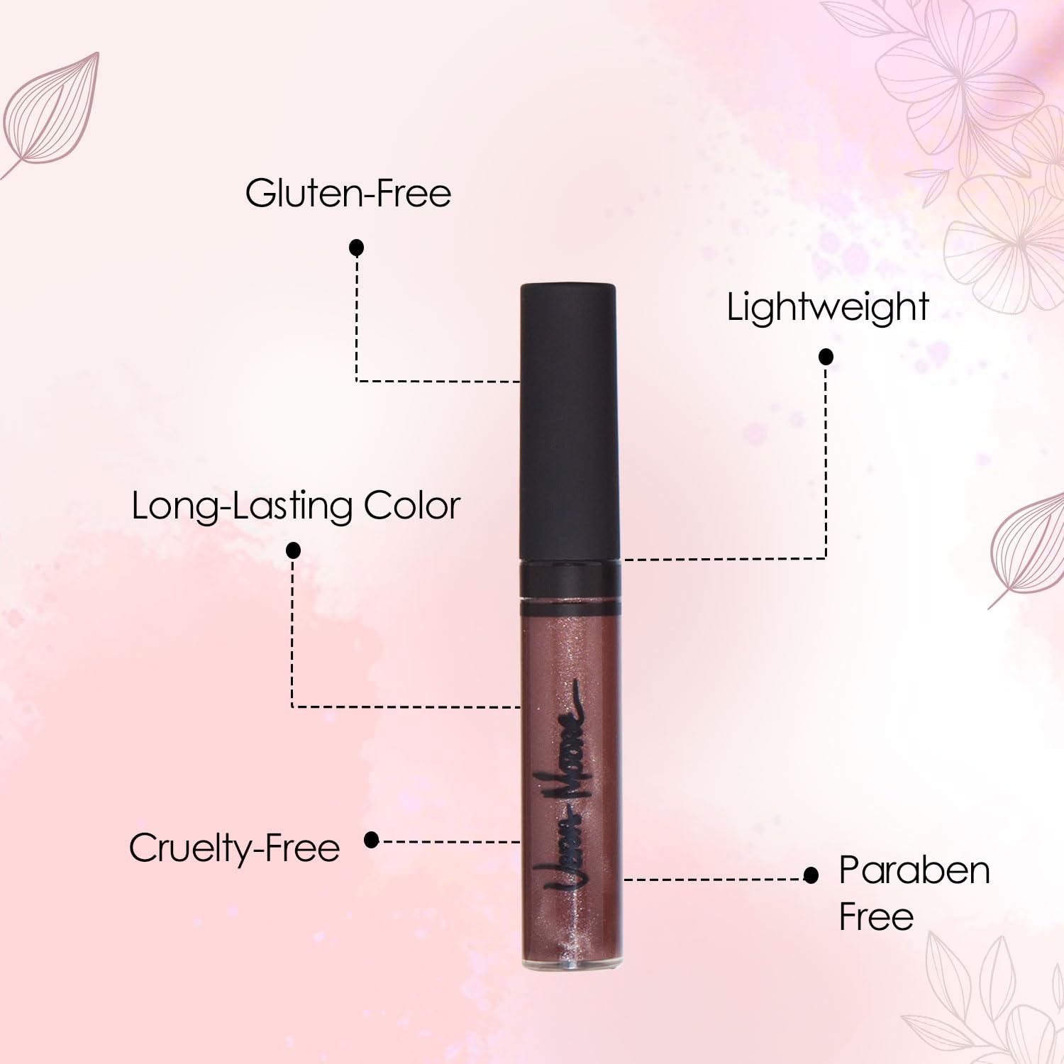 VERA MOORE COSMETICS AND SKIN CARE Lip Gloss, Moisturizing Lip Color with Shimmer for Long Lasting Shine, Lightweight Lip Stain, Girls Non-Sticky Lip Gloss with Aloe Vera, W/Vitamin C, E (Chocolate)