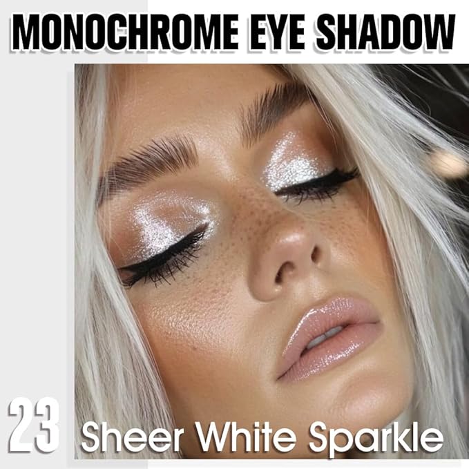 HHLTOH Pearl White Shimmer Single Eyeshadow Makeup, Neutral Powde Eye Shadow for Women, Sparkly Pearl Glitter Singles Eyeshadow Palette Pigmented Waterproof, sombras para ojos, 23