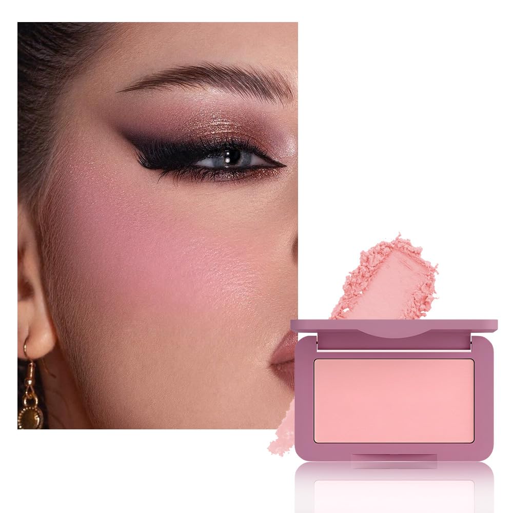 HHLTOH Single Lavender Pink Purple Matte Powder Blush Palette Face Makeup, Blush for Looks Younger Cheeks, Monochrome Cream Blushes Lightweight Long Lasting, Blush for Women All Skin Tones Paleta de