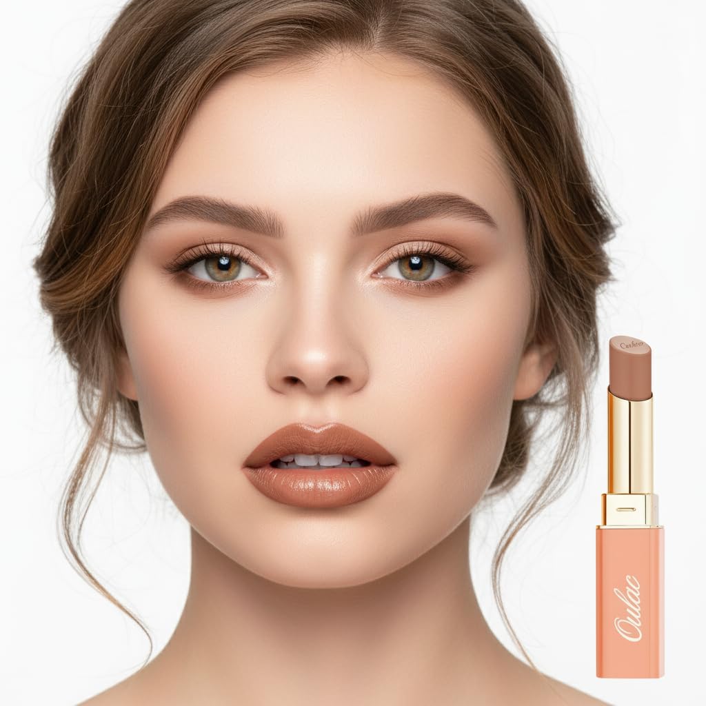 Oulac Color Rich Satin Lipstick - Light Brown Full Coverage Lip Color, Creamy Silky-Smooth, Moisturizing, Satin Matte Finish, Infused With Shea Butter, Vegan & Clean Beauty, 4g, SG10 Bailey