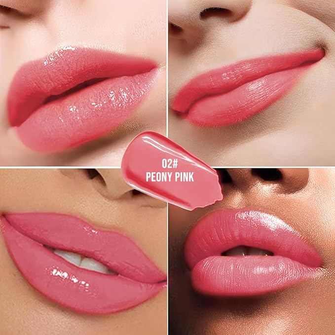 Hxssll Nourishing High-Shine Lip Gloss,Hydrating & Moisturizing Lip Tint, Non-Sticky, Long-Lasting Glossy Lip Stain,Softens & Plumps Lips for Smooth,Gentle Formula for Dry Lips 02#Peony Pink