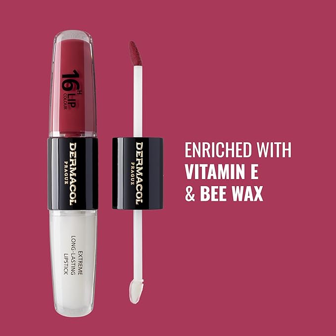 Dermacol 16-Hour Lip Color, Two-Phase Kissproof Lip Stain & Gloss, No.6