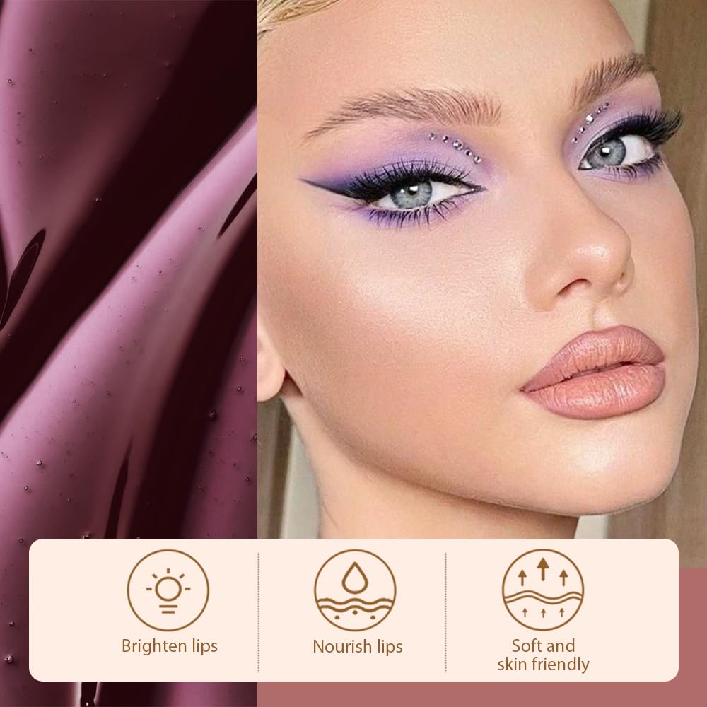 Hxssll Matte Lip Gloss Stain-Peel Off Lip Liner Tattoo, Brownish Red Lip Tint，Long Lasting Peel Off Lip Stain, Waterproof Transfer-proof Lip Mask Lip Liner Peel Off Lip Gloss,Stayn Lip Makeup. #03