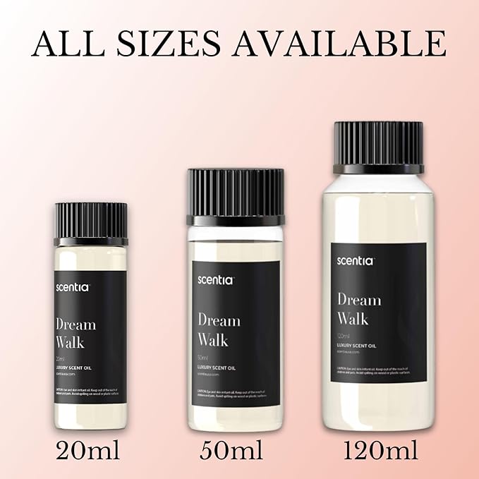Scentia Dream Walk Aromatherapy Oil for Diffuser – Hotel Scent Inspired by 5-Star Spa Resort – 20 mL – White Tea, Cedarwood & Amber Natural Fragrance Oil for Waterless & Cold Air Diffusers