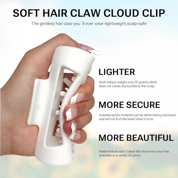 Silicone Hair Clips, Cloud Hair Pins for Women, 3.9 inch Soft Hair Claw Clip for Thick/Fine/Thin/Curly Hairstyle, Khaki 2 Pack