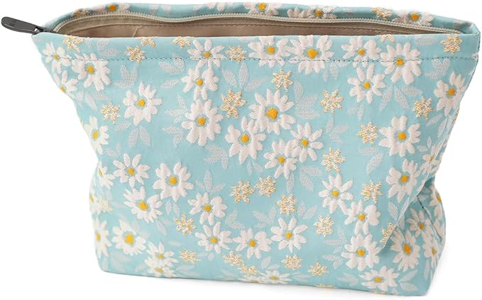 BBORGDC Floral Jacquard Makeup Bag - Large Capacity Cosmetic Pouch & Travel Toiletry Organizer with Zipper, Perfect for Daily Use, Gift Ideas for Women, Durable and Stylish Make Up Bag