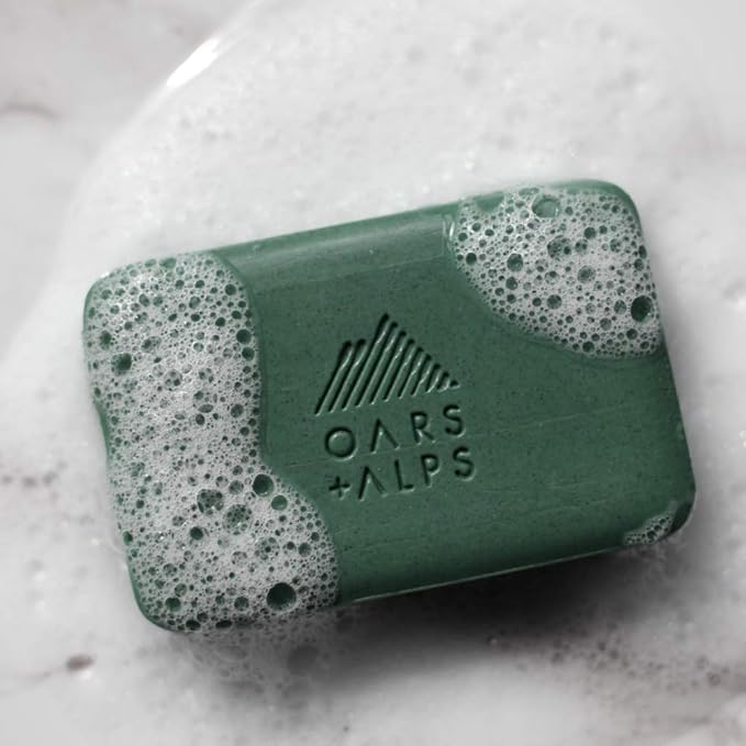 Oars + Alps Exfoliating & Moisturizing Bar Soap for Men, Deep Cleaning Soap, Clean Ingredients, All Skin Types, Peppermint Charcoal, 3pk