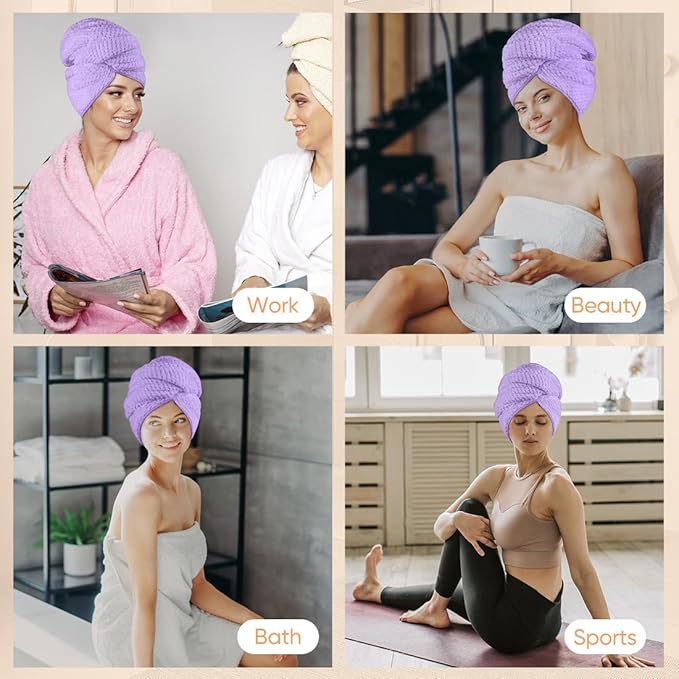 HOMEXCEL 5PK Microfiber Hair Towels, 40x20 in, Soft&Fast Drying for Long Hairs