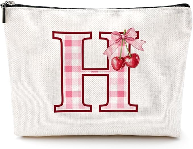 CQM Cherry Bag Initial H Makeup Bag Cherry Gifts for Women Cosmetic Bags