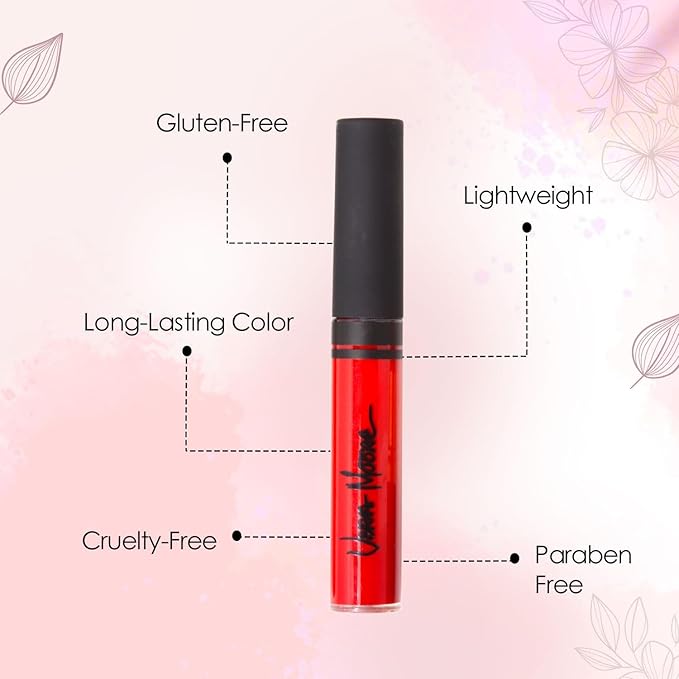 VERA MOORE COSMETICS AND SKIN CARE Lip Gloss, Moisturizing Lip Color with Shimmer for Long Lasting Shine, Lightweight Lip Stain, Girls Non-Sticky Lip Gloss with Aloe Vera, W/Vitamin C, E (Vera's Red)