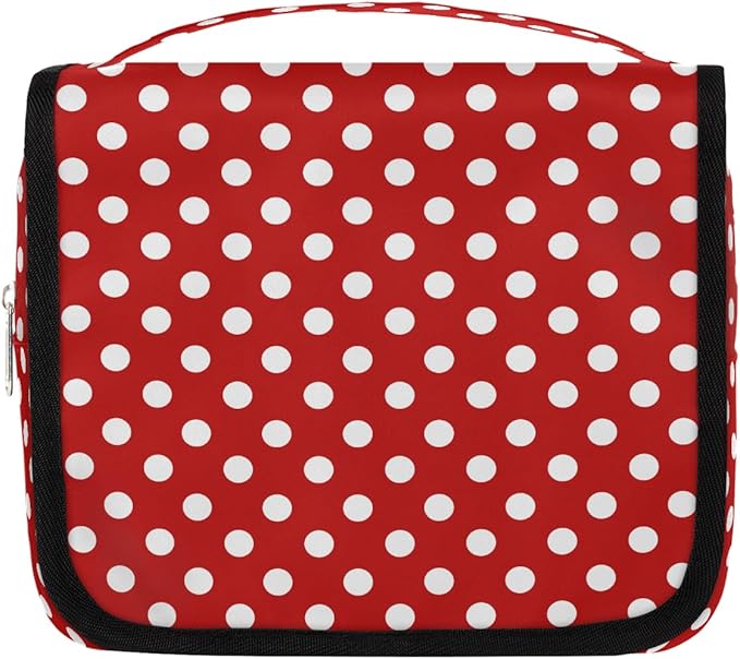 Polka Dot Travel Toiletry Bag Women Men Hanging Cosmetic Organizer Portable