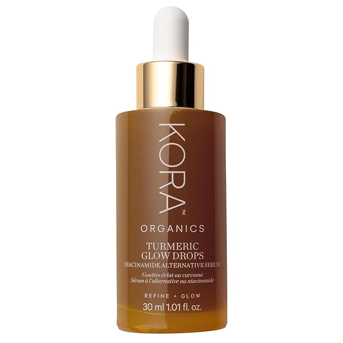 KORA Organics Turmeric Glow Drops Niacinamide Alternative Serum for Face, Gentle Hydrating Face Serum with Hyaluronic Acid, Helps Improve Texture, Pores & Dark Spot, Cruelty Free Skin Care, 1.01 fl oz