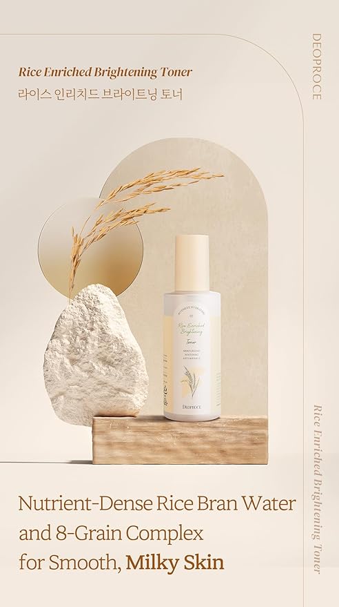 DEOPROCE Rice Enriched Toner – Korean Skin Care with Rice Bran Water and 8-Grain Complex 200ml