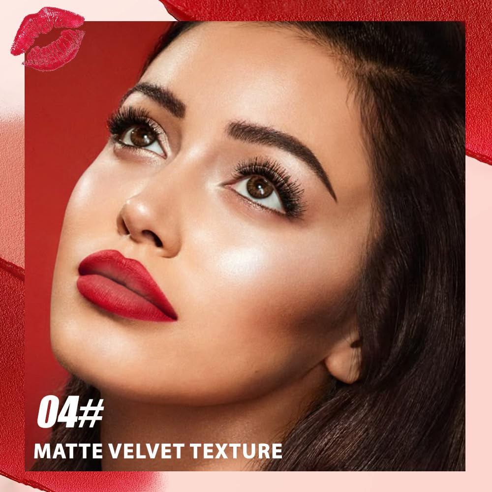 JUAAZIN Matte Lip Lipstick Crayon Lip Liner Thick Pencil, High-Pigment Outline lips, Non-sticky Matte Velvet Texture, Waterproof & Smudge-Proof Longwear Pigmented, Fit for all tones 04#