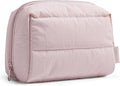 BAGSMART Puffy Makeup Bag, Wide Opening Cosmetic Organizer, Soft Water-Resistant Travel Toiletry Pouch for Women for Purse, Compact & Spacious